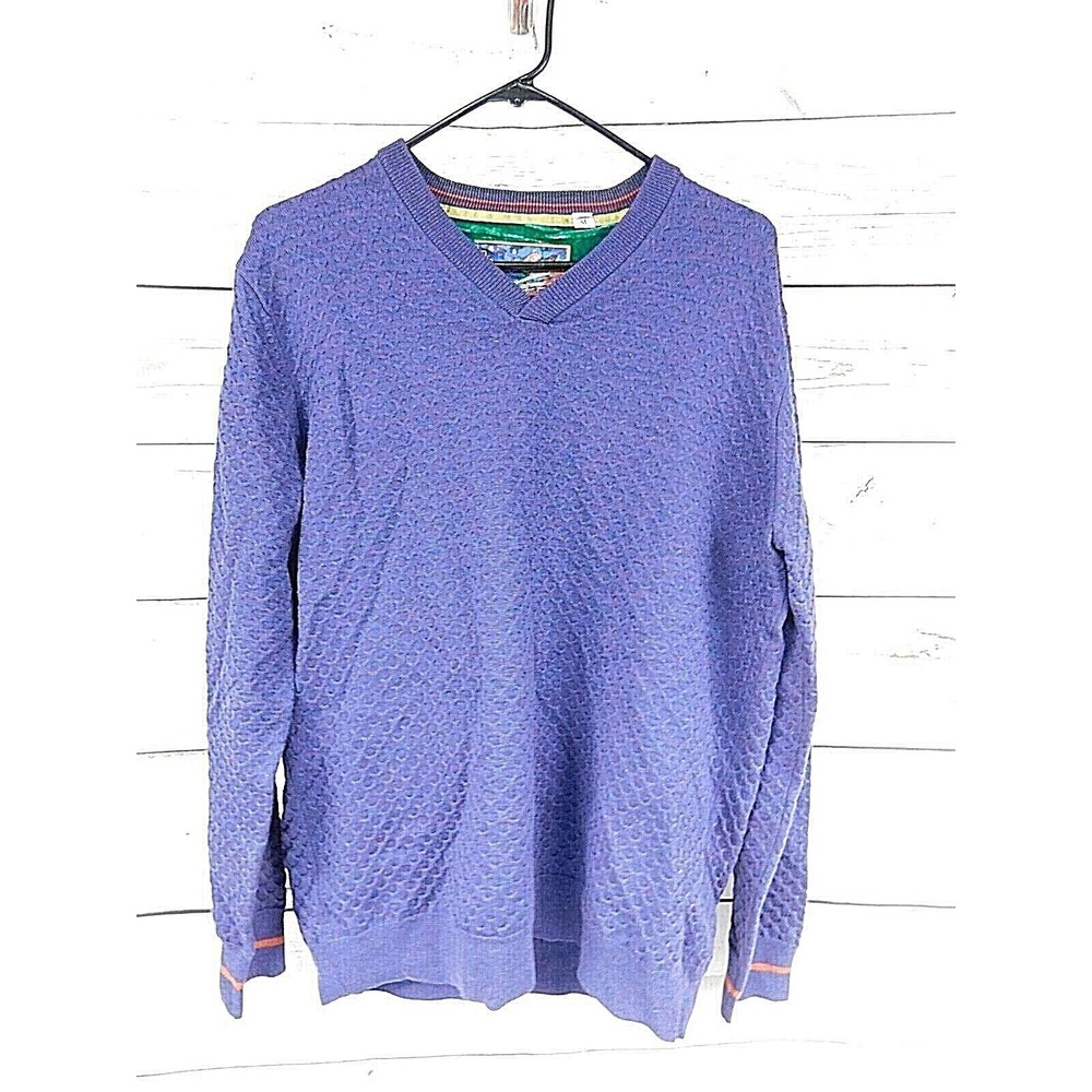 Robert Graham Knowledge Wisdom Truth Sweater M 100% Wool Purple Textured